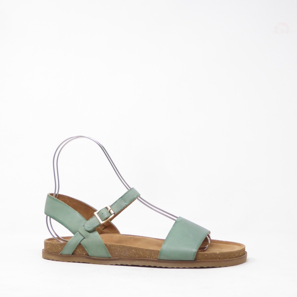 SoftWalk Upland Women Sandals Green Leather Cork Footbed 11M
